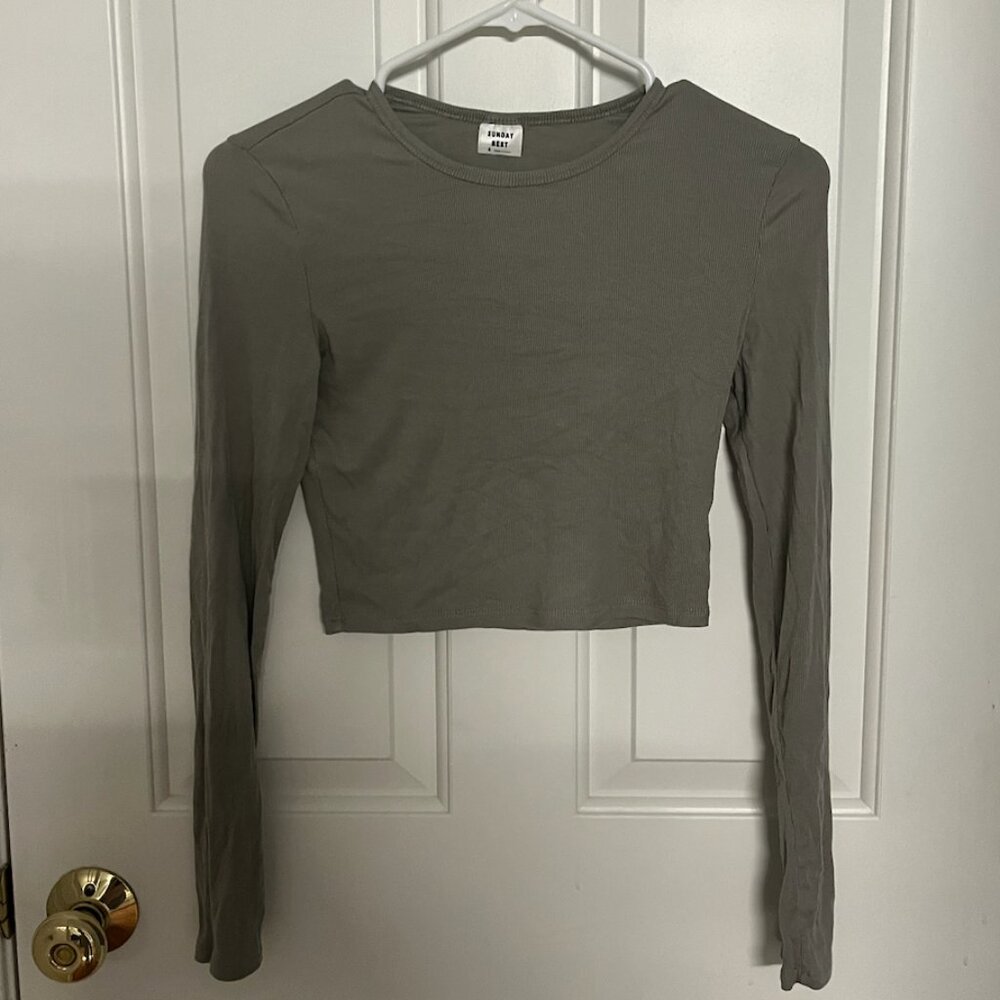 Aritzia Dry Basil Green Sunday Best Cropped Longsleeve